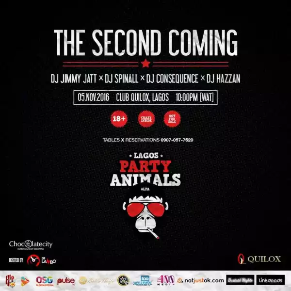 DJ Jimmy Jatt, DJ Spinall, DJ Consequence, DJ Hazzan All Gear Up For Lagos Party Animals Hosted by DJ Lambo